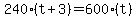 240%28t%2B3%29+=+600%28t%29