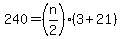 240=%28n%2F2%29%283%2B21%29