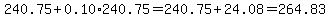240.75%2B0.10%2A240.75=240.75%2B24.08=264.83