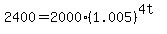 2400+=+2000%281.005%29%5E%284t%29