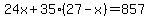 24x%2B35%2827-x%29=857