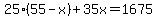 25%2855-x%29%2B35x=1675