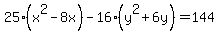 25%28x%5E2-8x%29-16%28y%5E2%2B6y%29=144