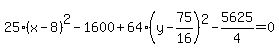 25%28x++-+8%29%5E2+-1600%2B+64%28y-+75%2F16%29%5E2-5625%2F4=0