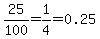 25%2F100=1%2F4=0.25