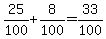 25%2F100+%2B+8%2F100=+33%2F100