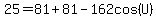 25=81%2B81-162cos%28U%29