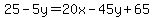 25-5y=20x-45y%2B65