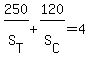 250%2FS%5BT%5D+%2B+120%2FS%5BC%5D+=+4