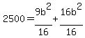 2500=9b%5E2%2F16%2B16b%5E2%2F16