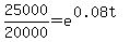 25000%2F20000=e%5E%280.08t%29