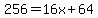 256+=+16x%2B64
