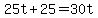 25t%2B25=30t