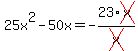 25x%5E2-50x=-23%2Across%28x%29%2Fcross%28x%29