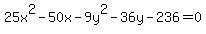 25x%5E2-50x-9y%5E2-36y-236+=+0