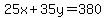 25x+%2B+35y+=+380
