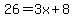 26=3x%2B8