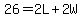 26+=+2L+%2B+2W