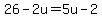 26-2u=5u-2