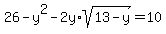 26-y%5E2-2y%2Asqrt%2813-y%29=10