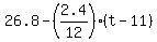 26.8+-+%282.4%2F12%29%2A%28t-11%29