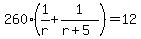 260%281%2Fr%2B1%2F%28r%2B5%29%29=12