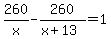 260%2Fx-260%2F%28x%2B13%29=1