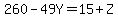 260-49Y=15%2BZ