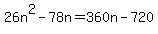 26n%5E2+-+78n=360n-720