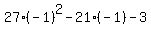 27%28-1%29%5E2+-+21%28-1%29+-+3
