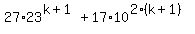 27%2A23%5E%28k%2B1%29+%2B+17%2A10%5E%282%28k%2B1%29%29