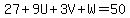 27%2B9U%2B3V%2BW=50