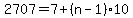 2707=7%2B%28n-1%2910
