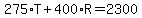 275%2AT%2B400%2AR=2300