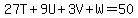 27T%2B9U%2B3V%2BW=50