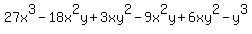 27x%5E3-18x%5E2y%2B3xy%5E2-9x%5E2y%2B6xy%5E2-y%5E3