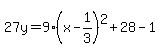 27y=9%28x-1%2F3%29%5E2%2B28-1