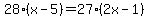 28%2A%28x-5%29+=+27%2A%282x-1%29