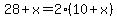 28%2Bx=2%2A%2810%2Bx%29