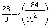 28%2F3=k%2884%2F%2815%5E2%29%29