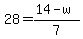28=%2814-w%29%2F7