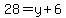 28=y%2B6