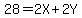 28+=+2X+%2B+2Y