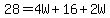 28+=+4W+%2B+16+%2B+2W