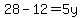 28-12=5y