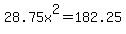 28.75x%5E2+=+182.25