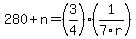 280%2Bn=%283%2F4%29%281%2F7r%29