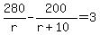 280%2Fr-200%2F%28r%2B10%29=3