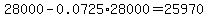 28000-0.0725%2A28000=25970