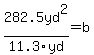 \"282.5yd%5E2%2F11.3yd=b\"
